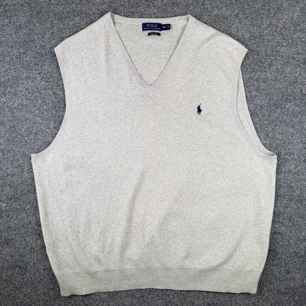 Polo Ralph Lauren Sweater Vest Mens 3XL Gray Pima Cotton Pullover Pony Preppy